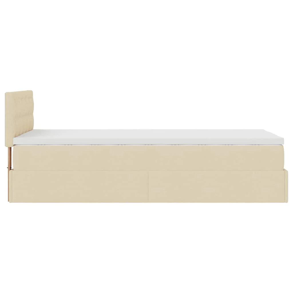 ottoman seng med madras 100x200 cm stof cremefarvet - Image 10