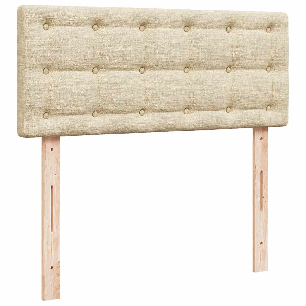 ottoman seng med madras & LEDs 120x190cm stof cremefarvet - Image 9