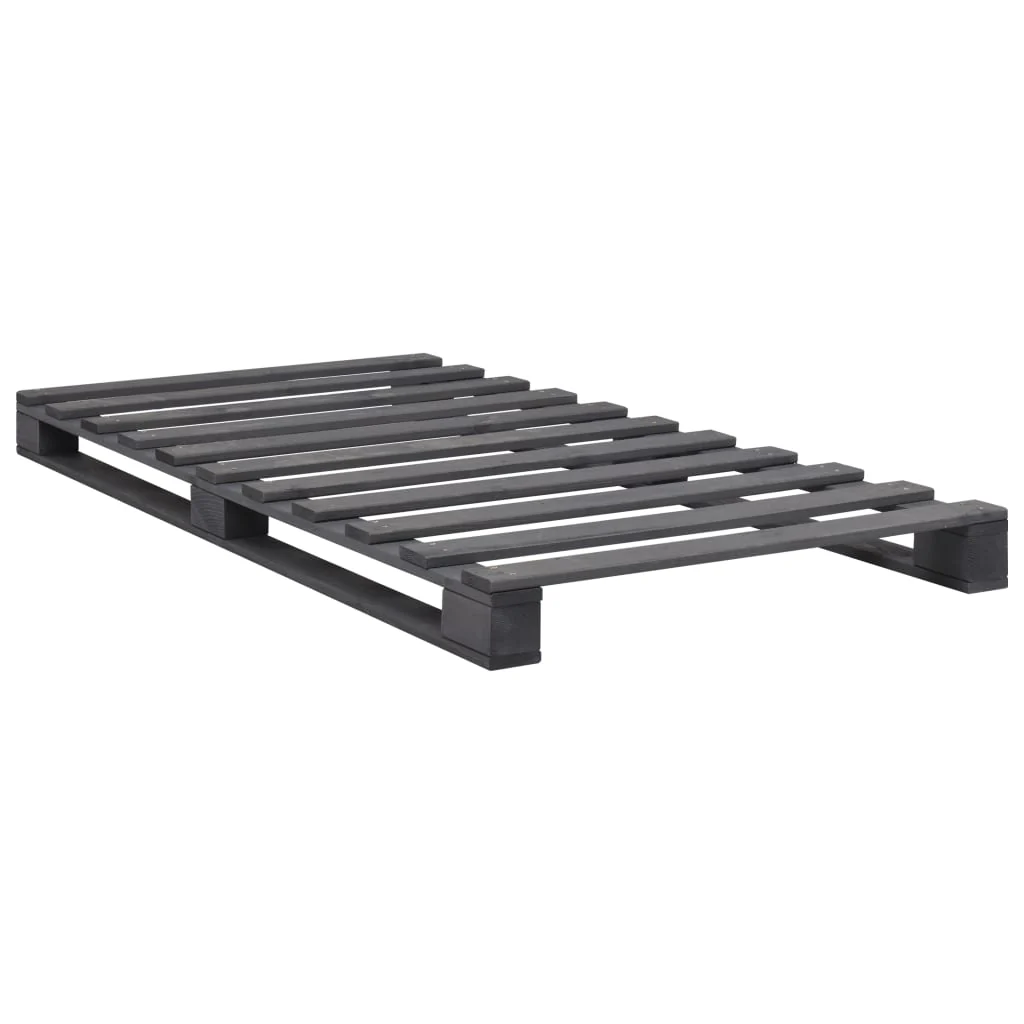 Pallesengestel massivt fyrretræ 90 x 200 cm grå - Image 2