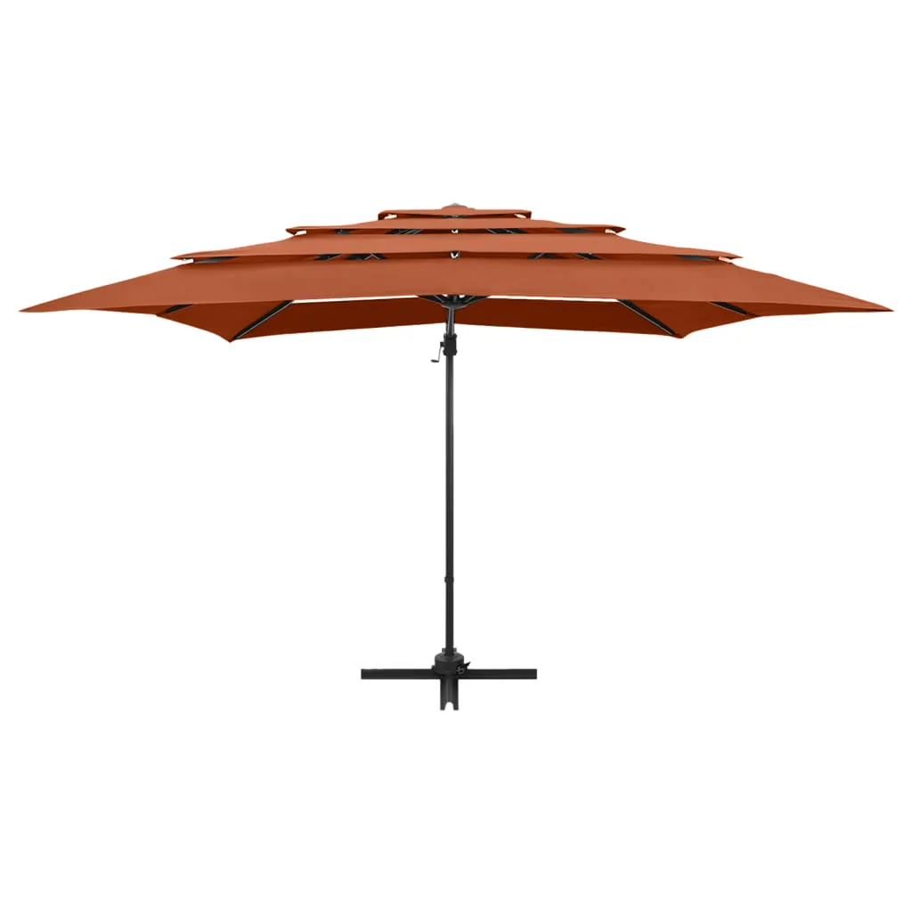 parasol 250x250 cm 4 niveauer aluminiumsstang terrakotta - Image 3