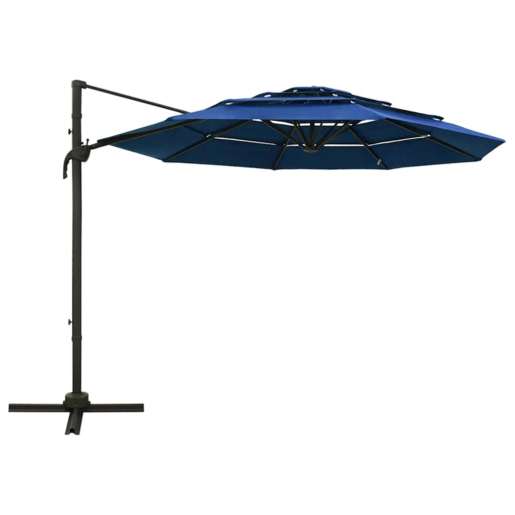 parasol 3x3 m aluminiumsstang 4 niveauer azurblå - Image 2