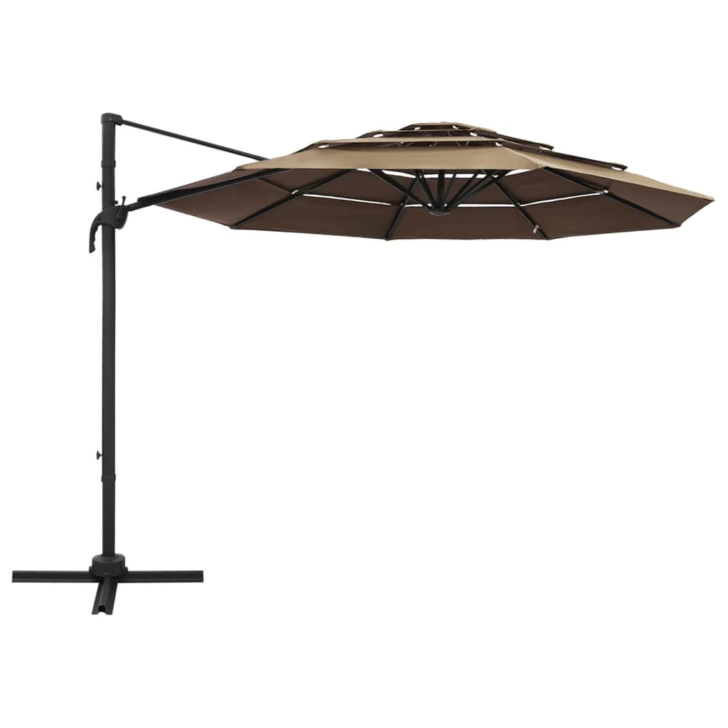 parasol 3x3 m aluminiumsstang 4 niveauer gråbrun - Image 2