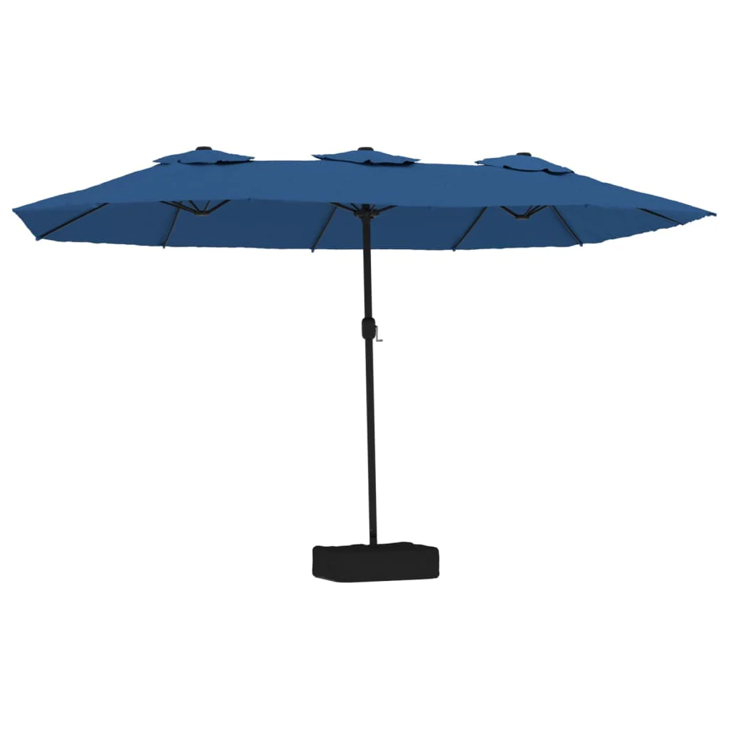 parasol m. dobbelt parasoldug 449x265 cm azurblå - Image 2