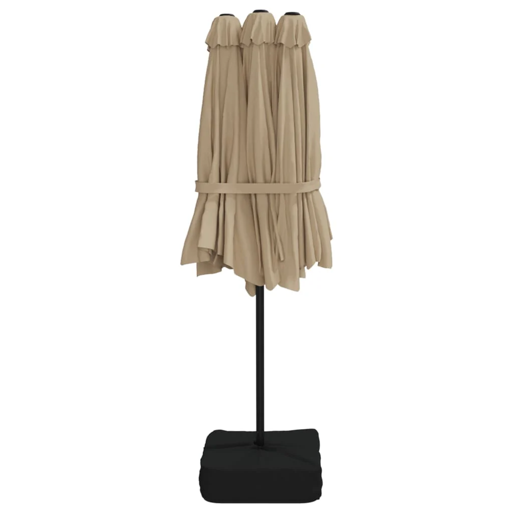 parasol m. dobbelt parasoldug 449x265 cm gråbrun - Image 5