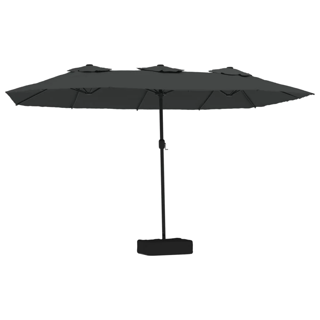 parasol m. dobbelt parasoldug og LED-lys 449x265 cm antracitgrå - Image 2