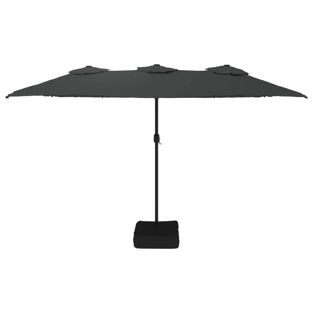 parasol m. dobbelt parasoldug og LED-lys 449x265 cm antracitgrå - Image 4