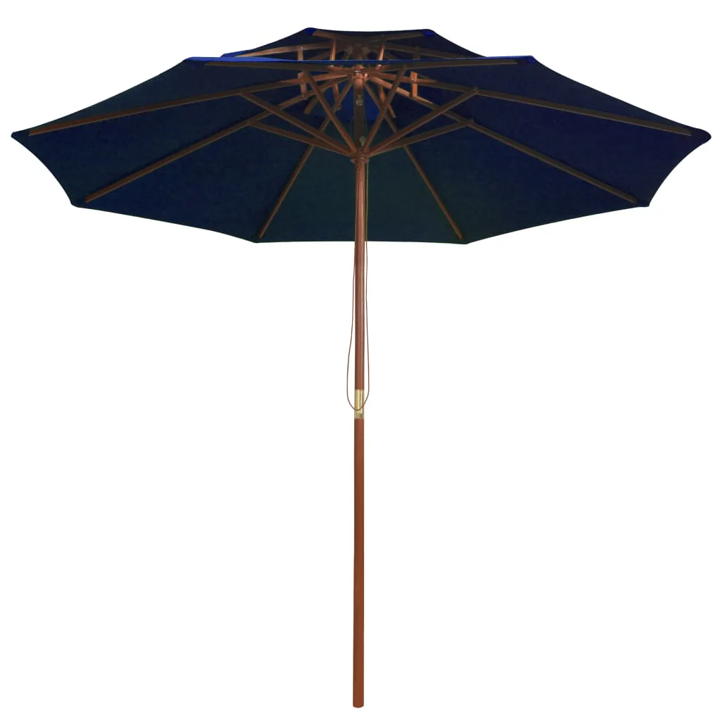 parasol m. træstang 270 cm 2 niveauer blå - Image 2