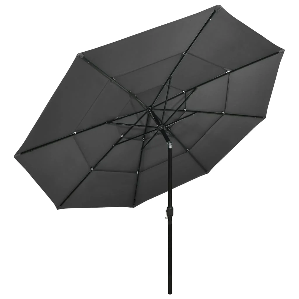 parasol med aluminiumsstang 3,5 m 3 niveauer antracitgrå - Image 2