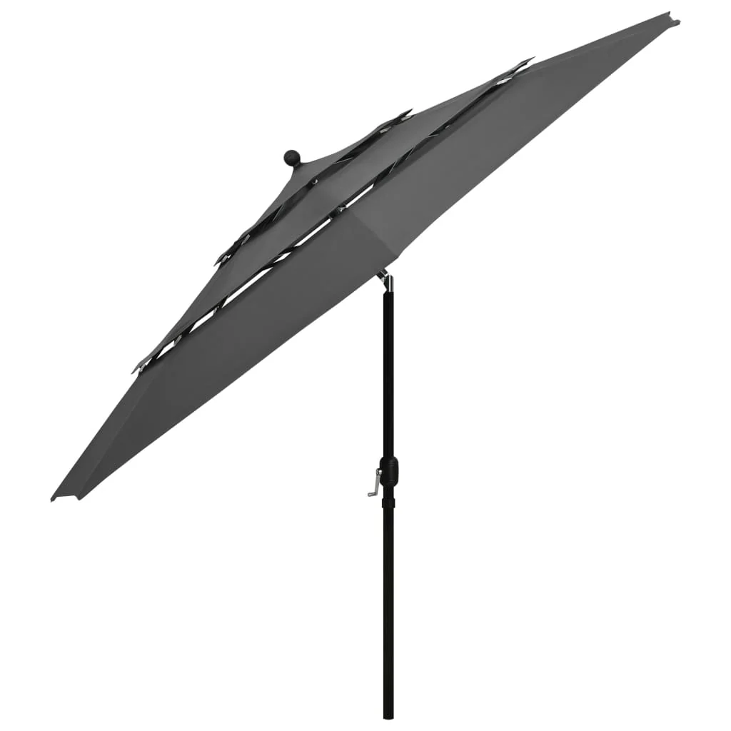 parasol med aluminiumsstang 3,5 m 3 niveauer antracitgrå - Image 3