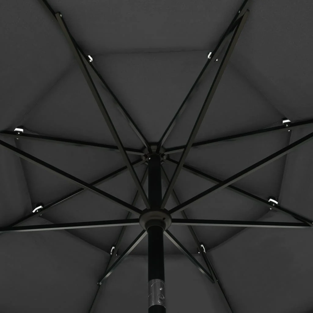parasol med aluminiumsstang 3,5 m 3 niveauer antracitgrå - Image 5