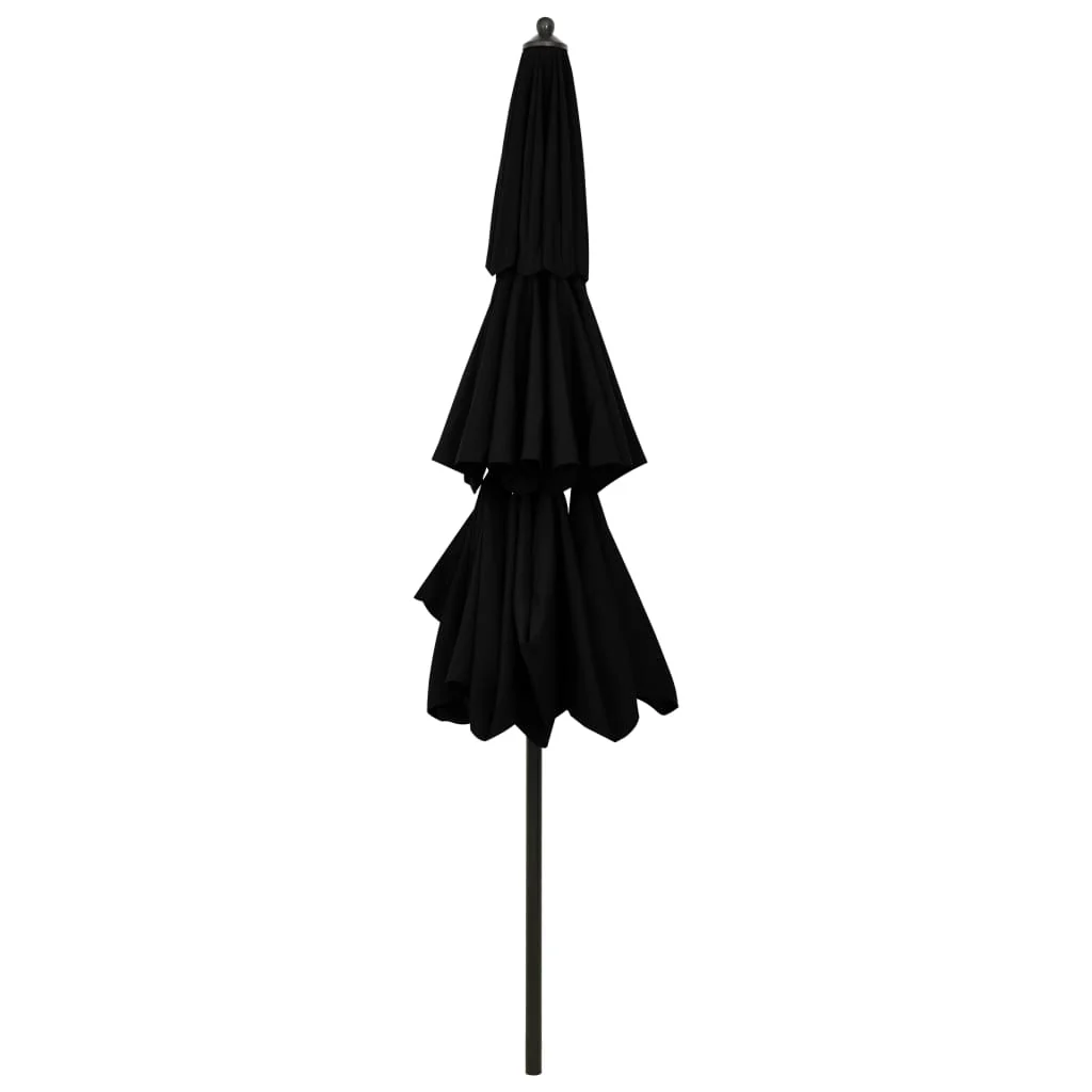 parasol med aluminiumsstang 3 niveauer 3 m sort - Image 4
