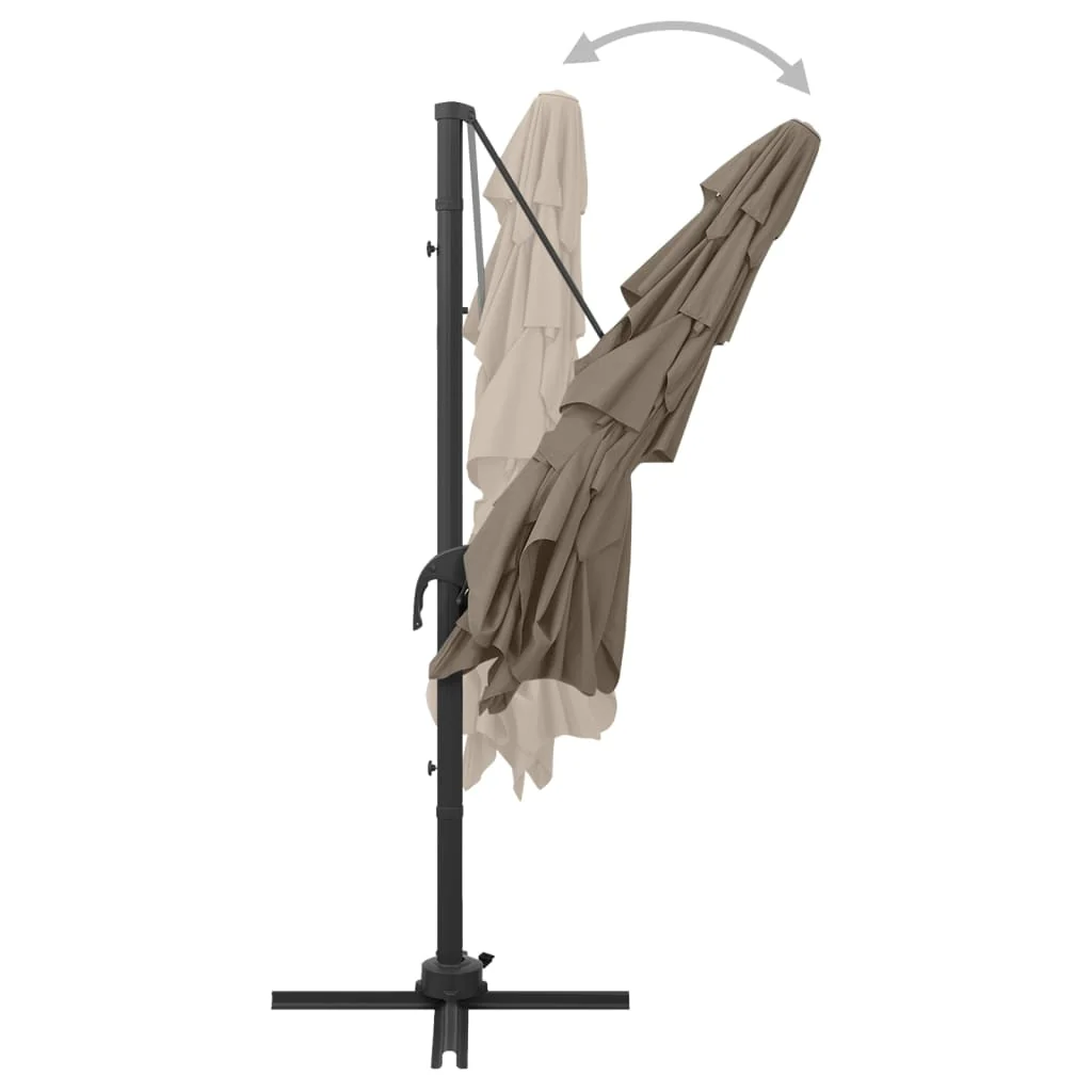 parasol med aluminiumsstang 4 niveauer 250x250 cm gråbrun - Image 5