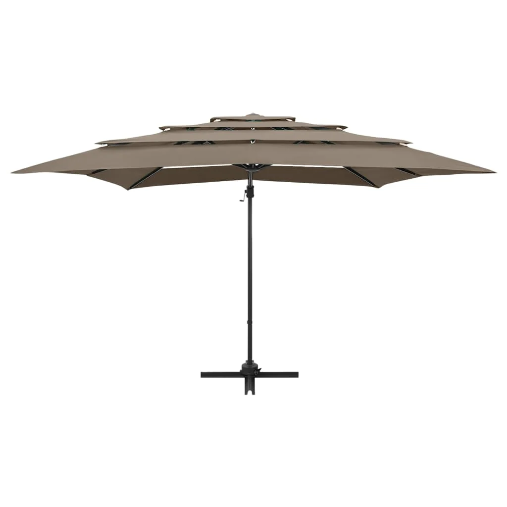 parasol med aluminiumsstang 4 niveauer 250x250 cm gråbrun - Image 6