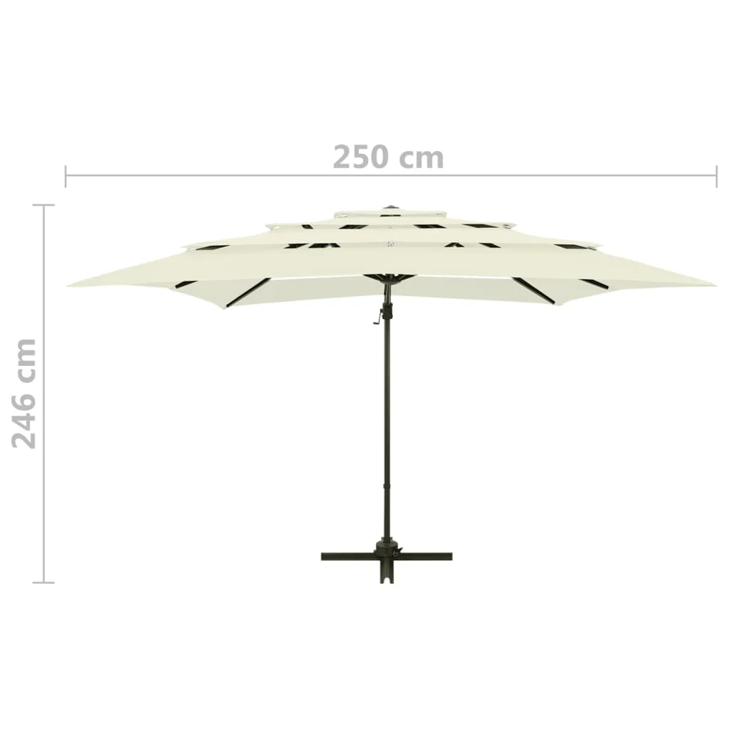 parasol med aluminiumsstang 4 niveauer 250x250 cm sandfarvet - Image 8