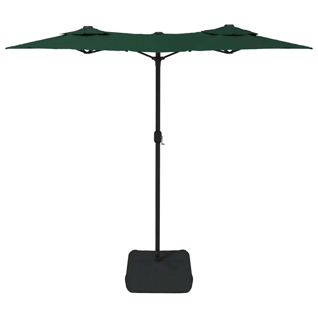 parasol med dobbelt parasoldug og LED-lys 316x145 cm grøn - Image 5