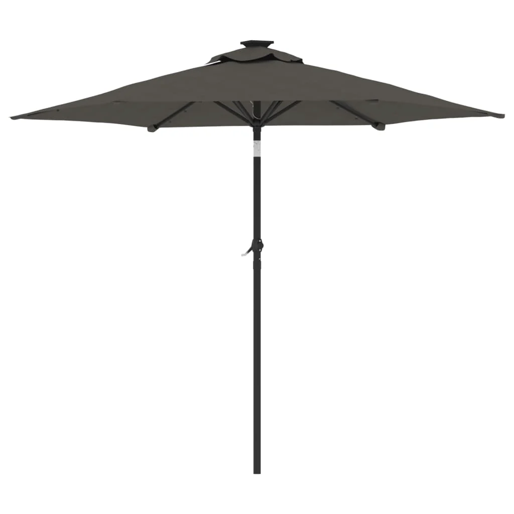 parasol med LED-lys og stålstang 225x225x212 cm antracitgrå - Image 6