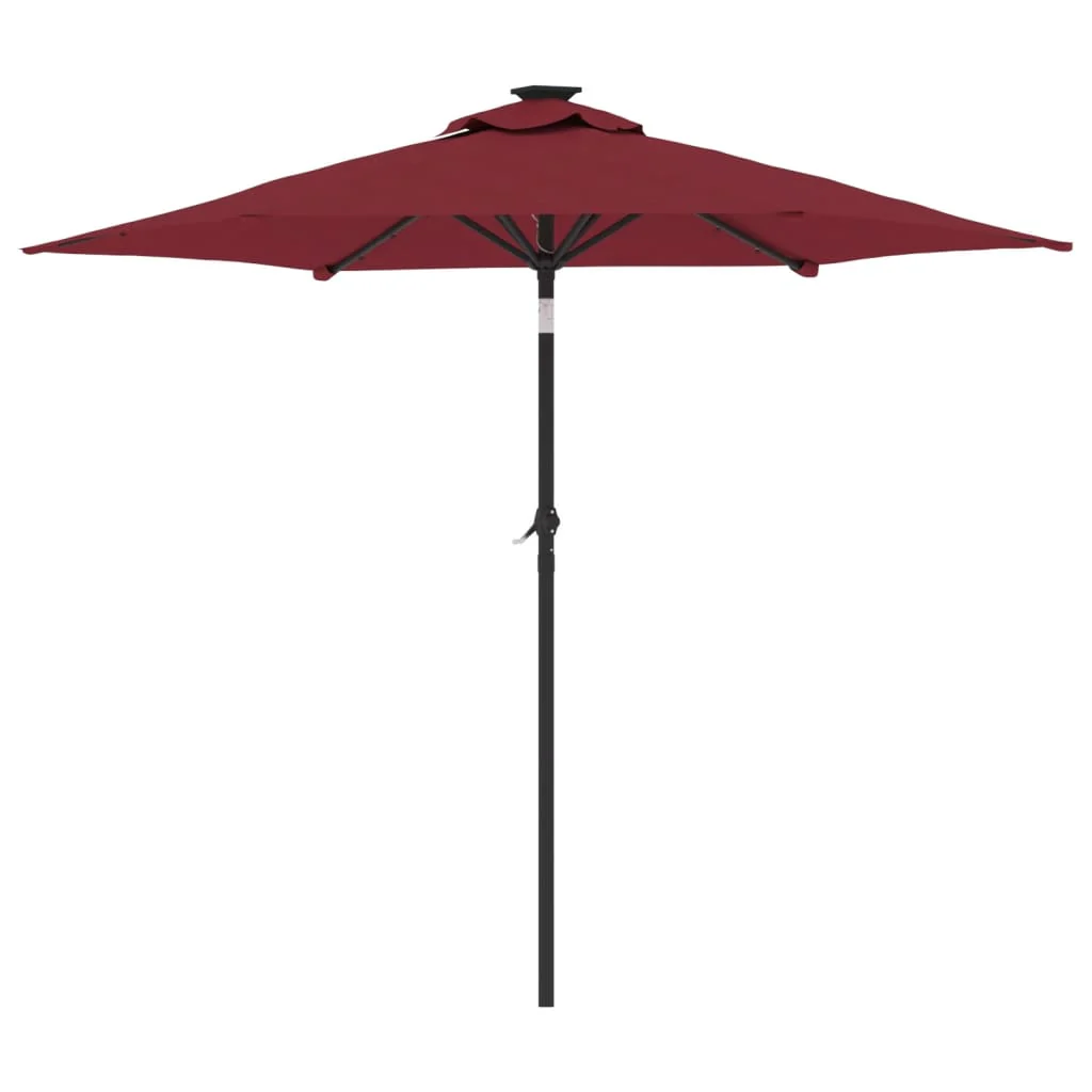 parasol med LED-lys og stålstang 225x225x212 cm bordeauxfarvet - Image 6