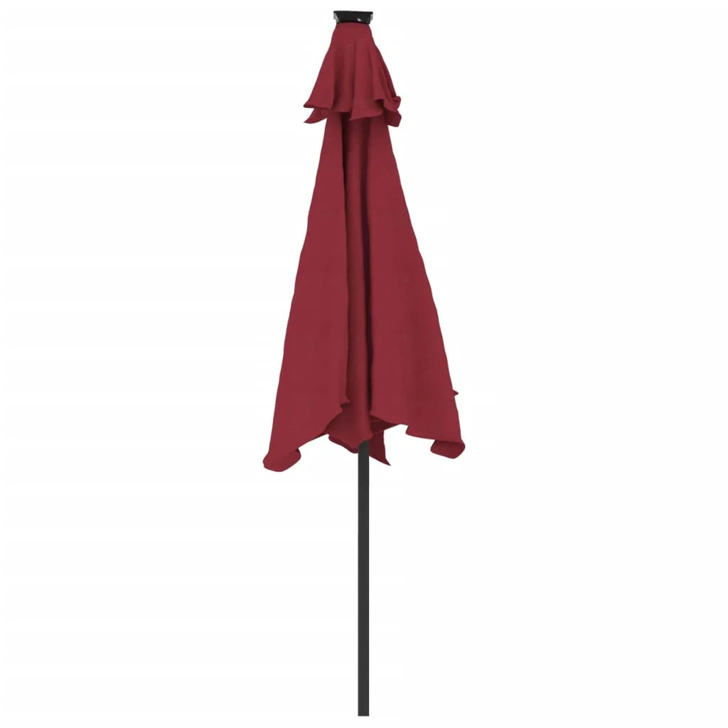 parasol med LED-lys og stålstang 225x225x212 cm bordeauxfarvet - Image 7