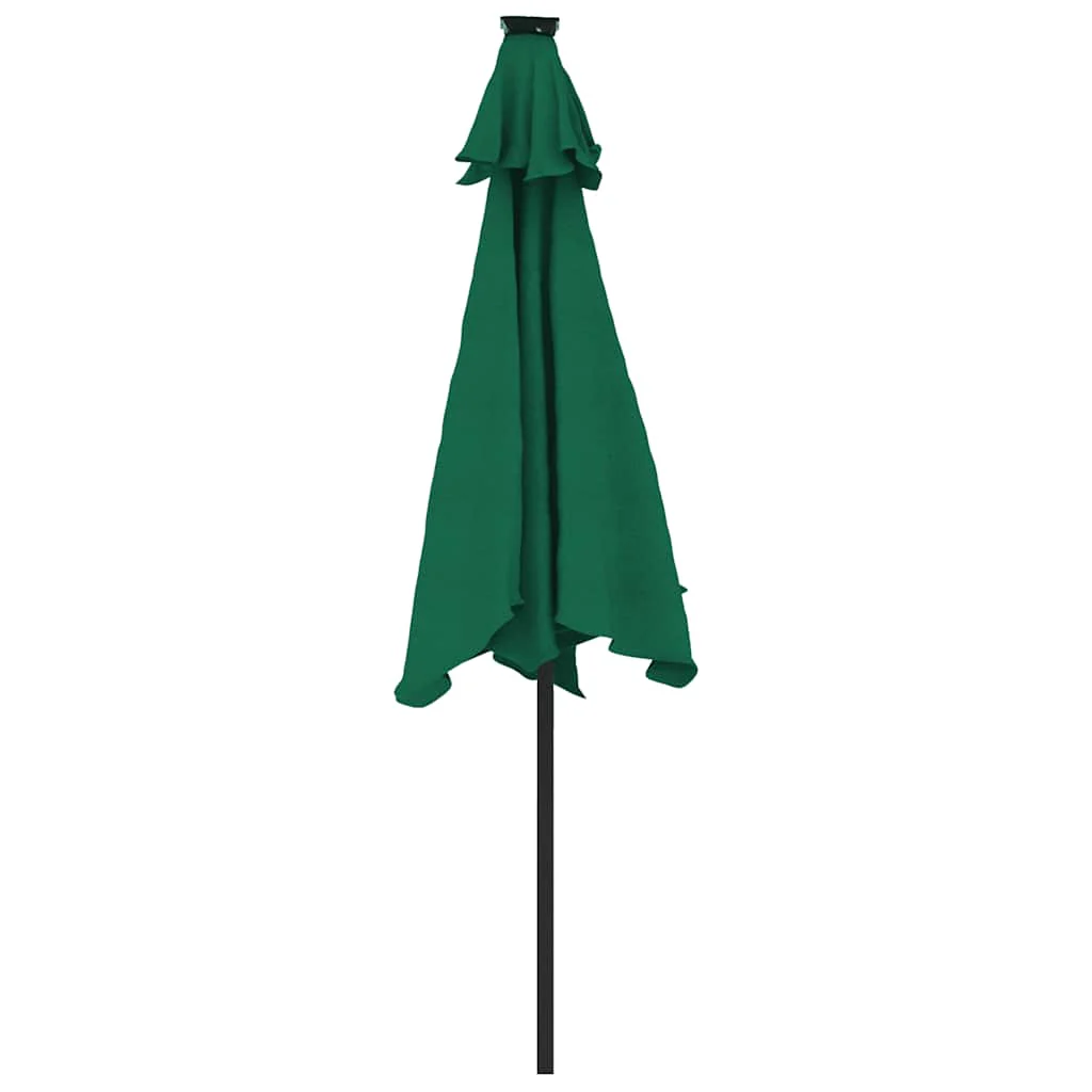 parasol med LED-lys og stålstang 225x225x212 cm grøn - Image 7