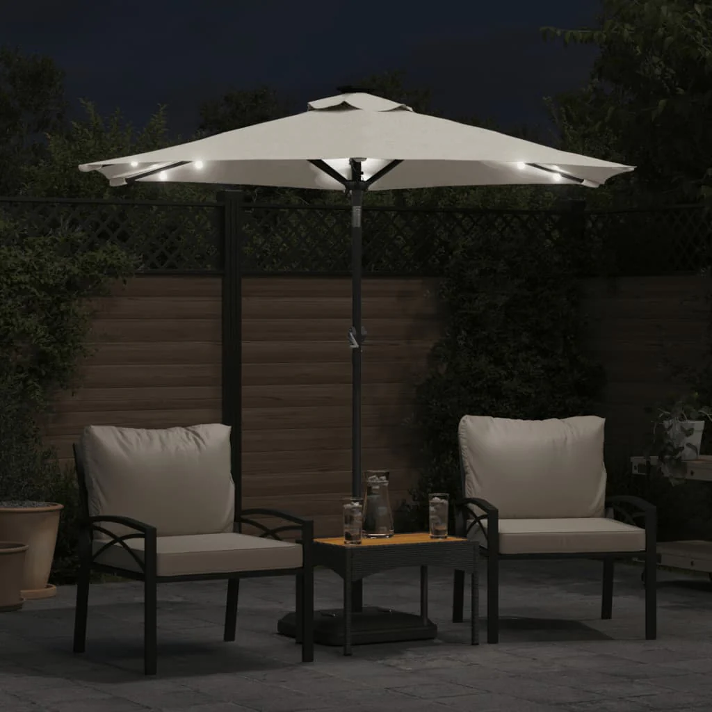 parasol med LED-lys og stålstang 225x225x212 cm hvid - Image 3