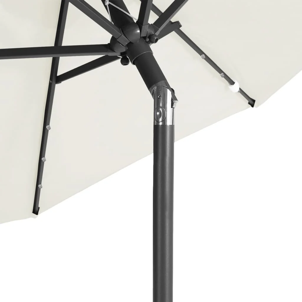 parasol med LED-lys og stålstang 225x225x212 cm hvid - Image 8