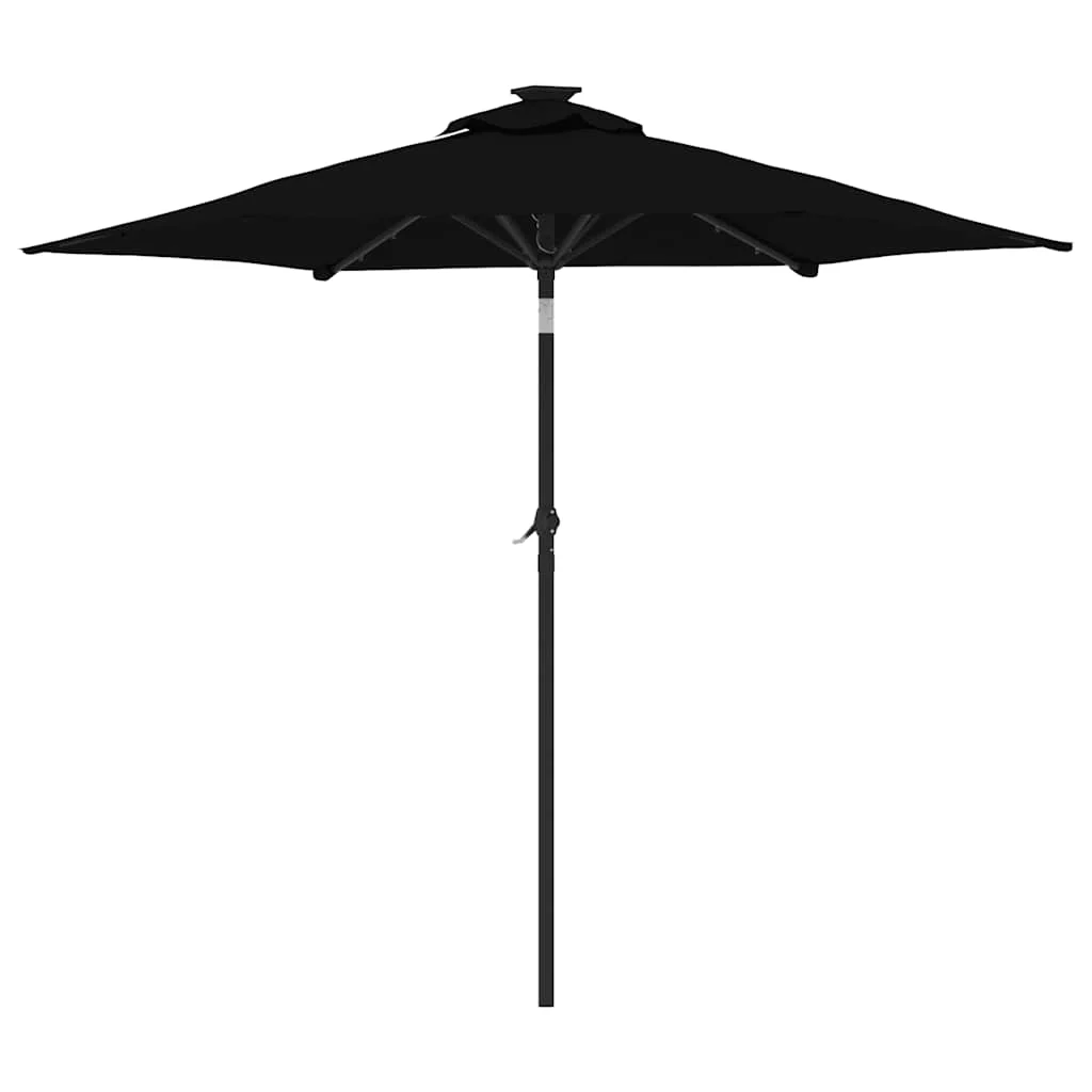 parasol med LED-lys og stålstang 225x225x212 cm sort - Image 6