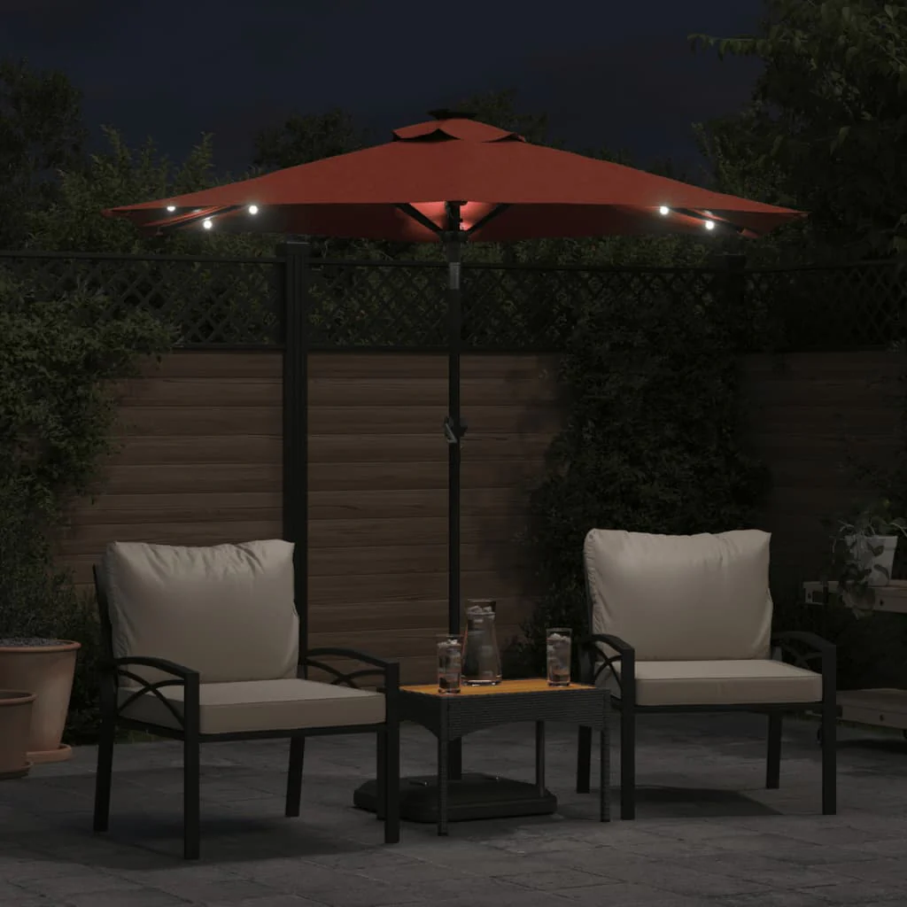 parasol med LED-lys og stålstang 225x225x212cm terrakottafarvet - Image 3