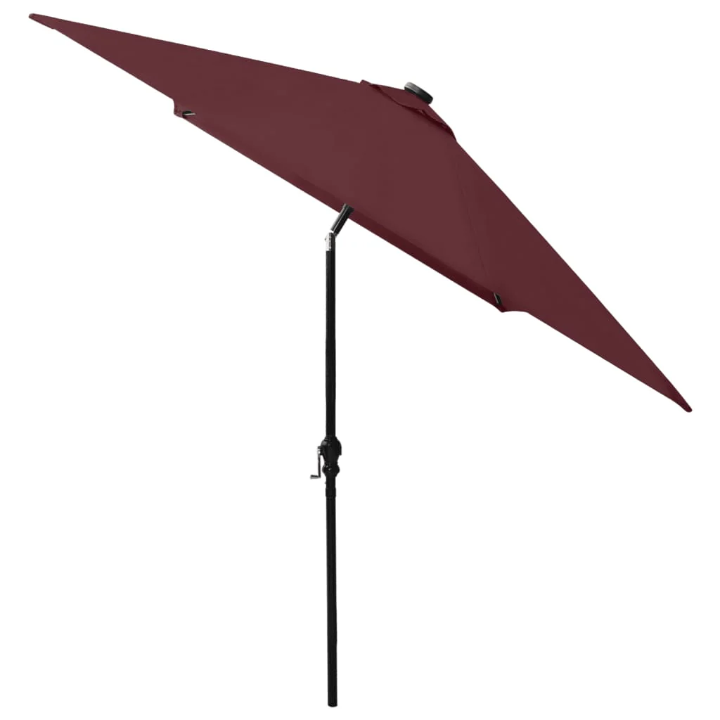 parasol med LED-lys og stålstang 2x3 m bordeauxrød - Image 5