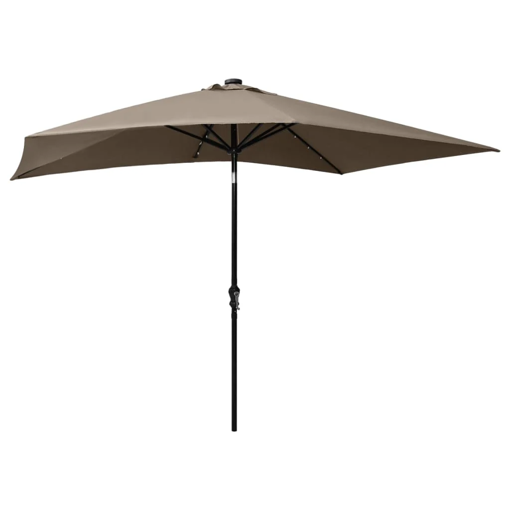 parasol med LED-lys og stålstang 2x3 m gråbrun - Image 4
