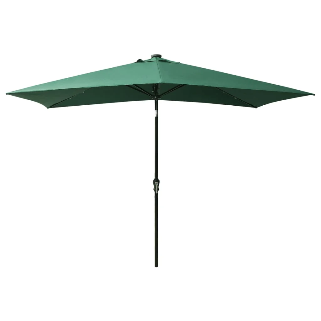 parasol med LED-lys og stålstang 2x3 m grøn - Image 3