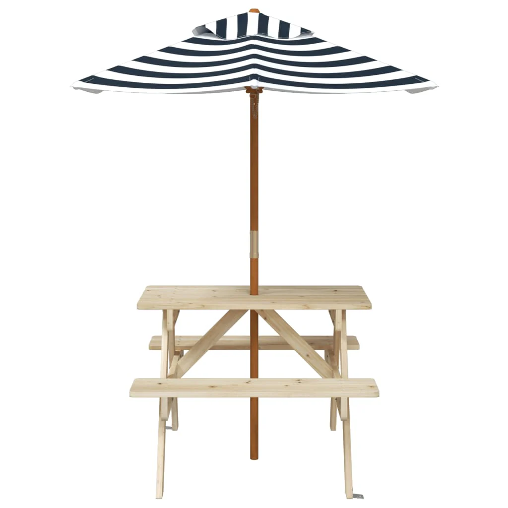 picnicbord til 4 børn m. parasol massivt grantræ - Image 3
