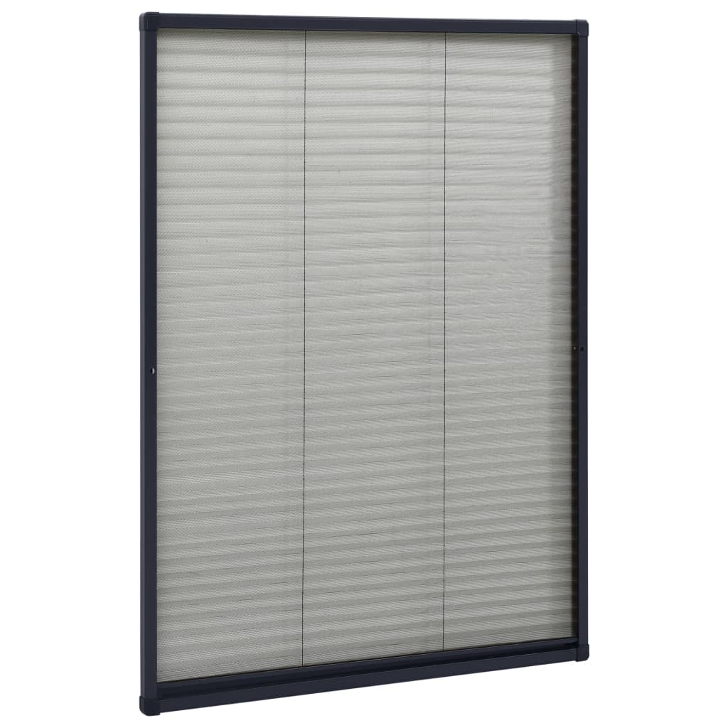 plisseret insektnet til vinduer 80x120 cm aluminium antracitgrå - Image 3