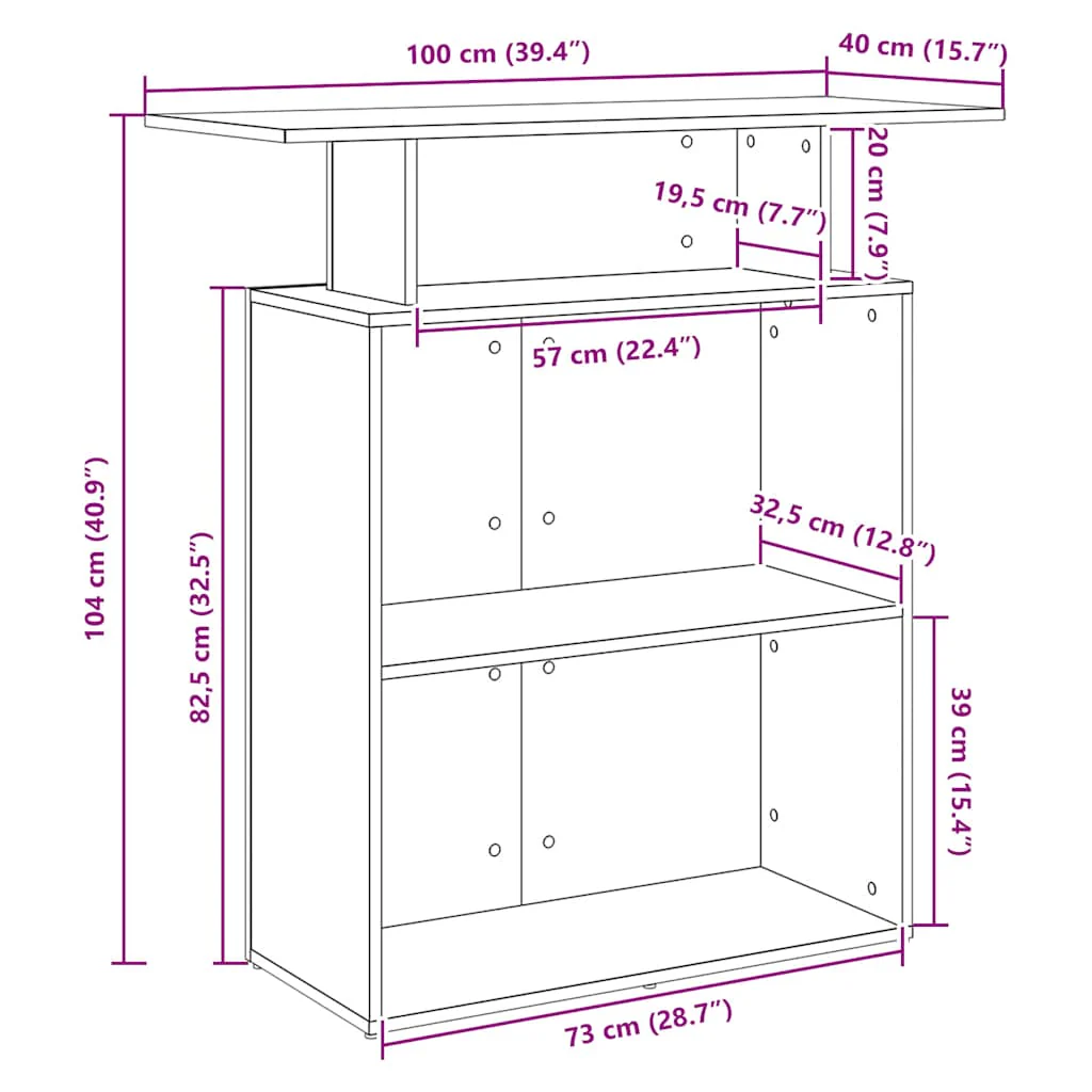 receptionsskranke 100x40x104 cm konstrueret træ kunsteg - Image 9