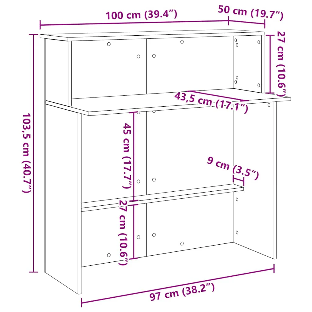 receptionsskranke kunsteg 100x50x103,5 cm konstrueret træ - Image 9