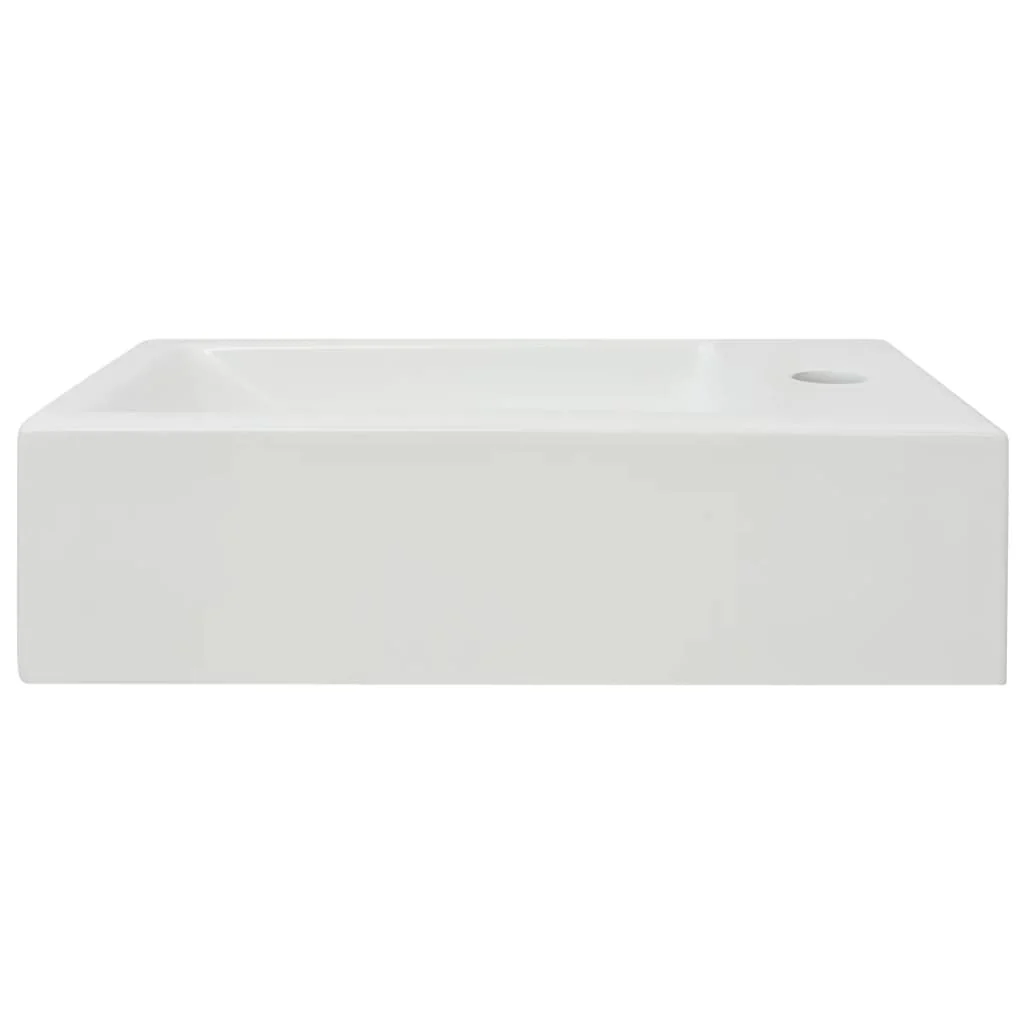 rektangulær håndvask med hul til vandhane keramik 46x25,5x12 cm hvid - Image 4