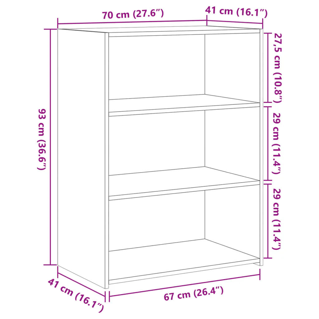 reol 70x41x93 cm konstrueret træ hvid - Image 8