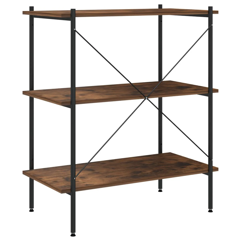 reol med 3 hylder 80x40x92 cm sort og naturfarvet - Image 5