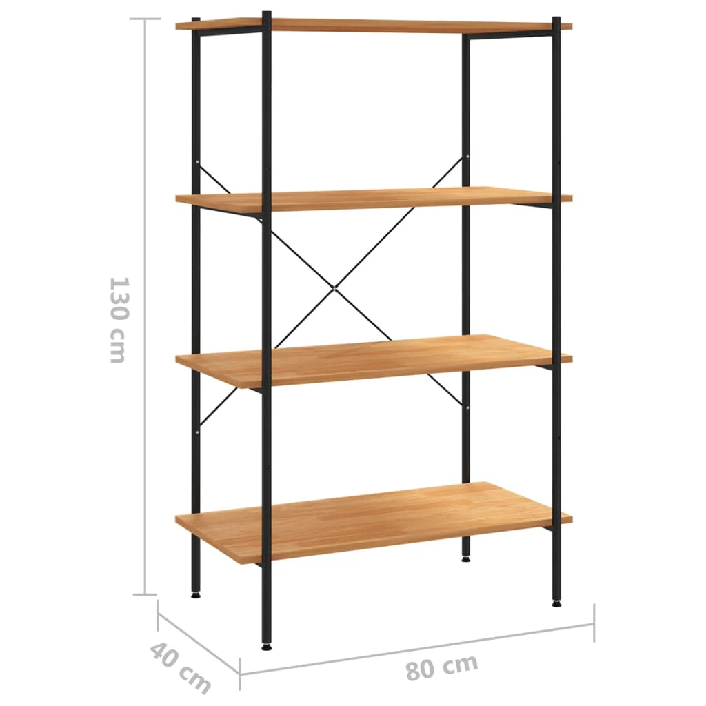 reol med 4 hylder 80x40x130 cm sort og egetræsfarvet - Image 7