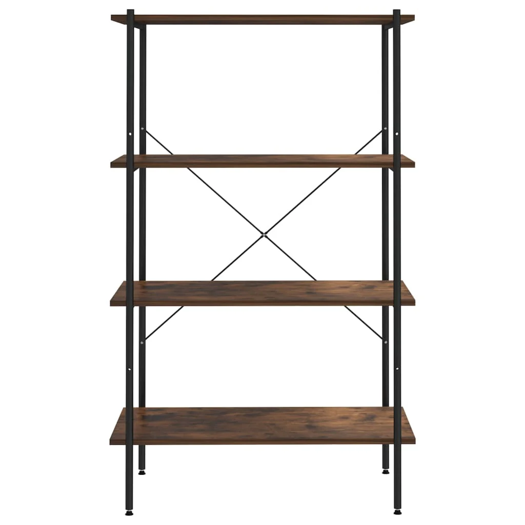 reol med 4 hylder 80x40x130 cm sort og naturfarvet - Image 3