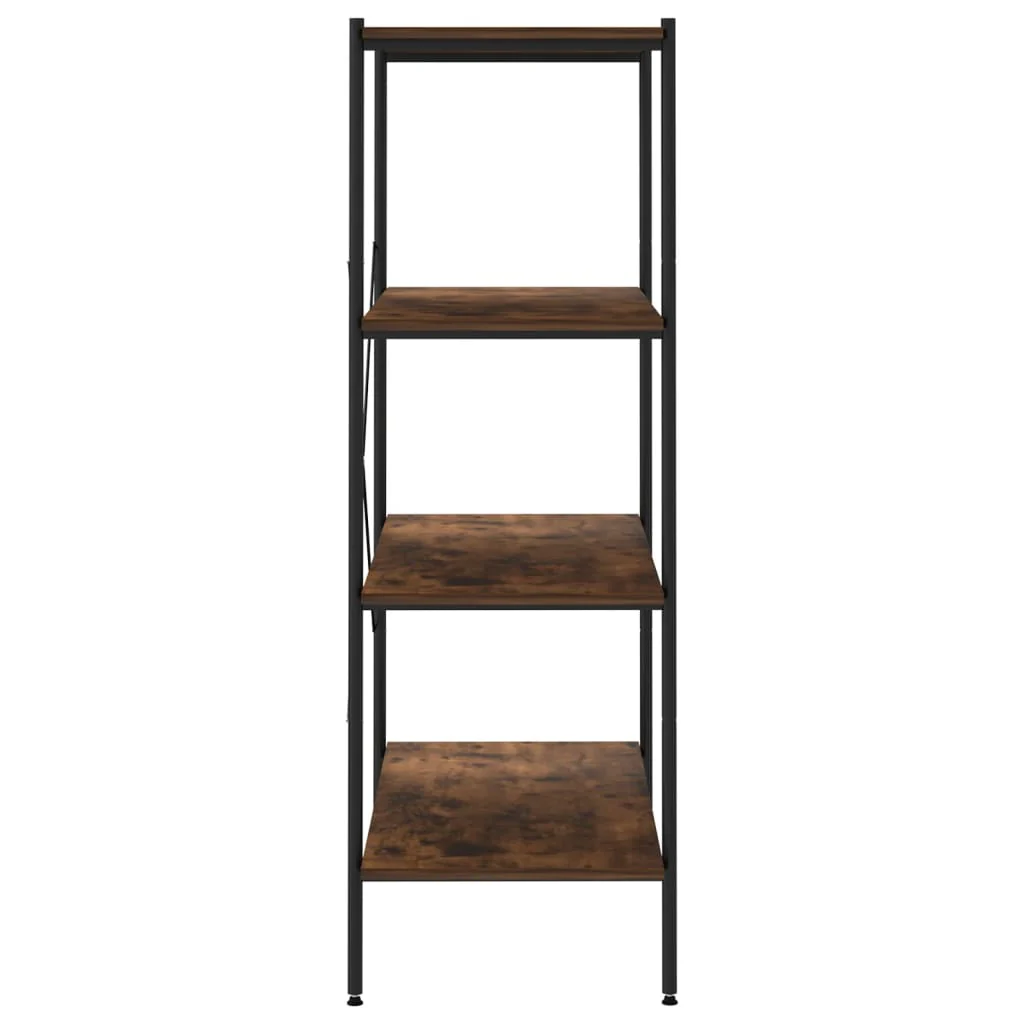 reol med 4 hylder 80x40x130 cm sort og naturfarvet - Image 4