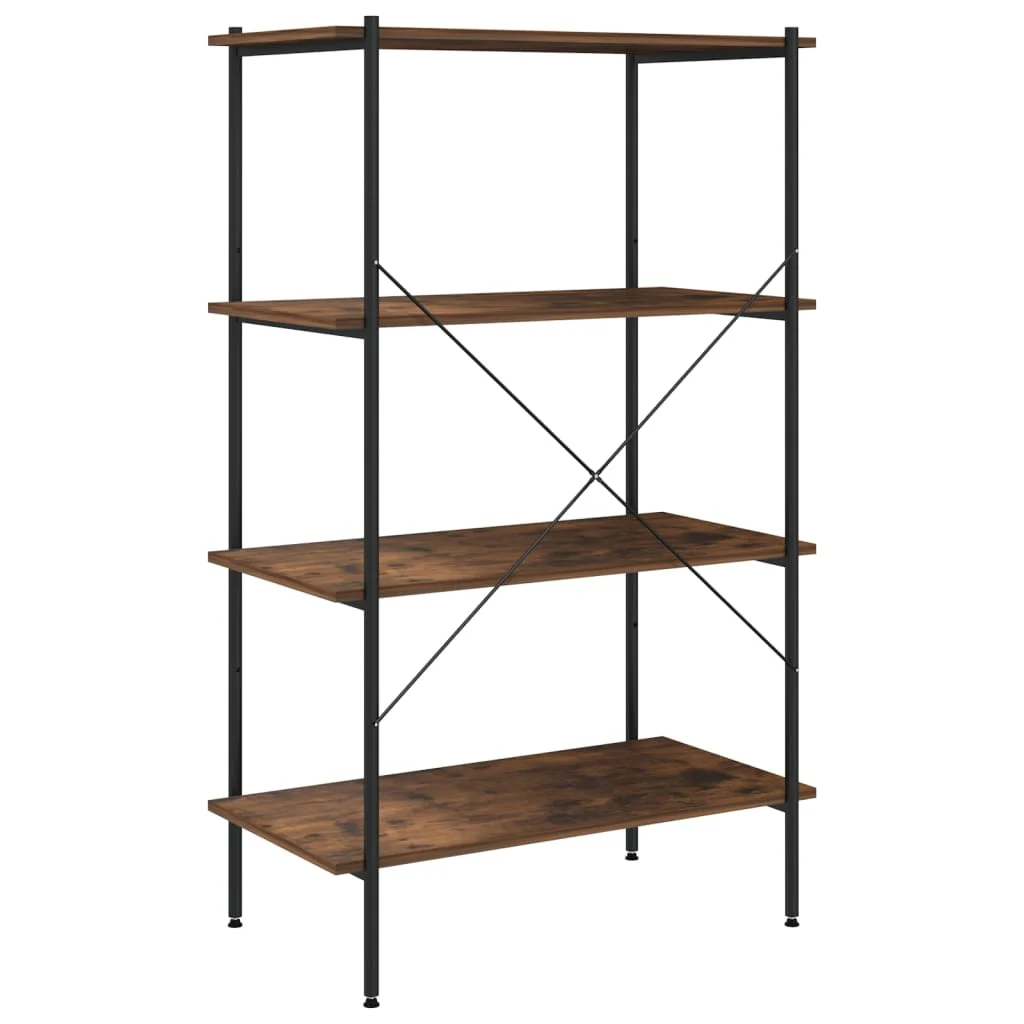 reol med 4 hylder 80x40x130 cm sort og naturfarvet - Image 5