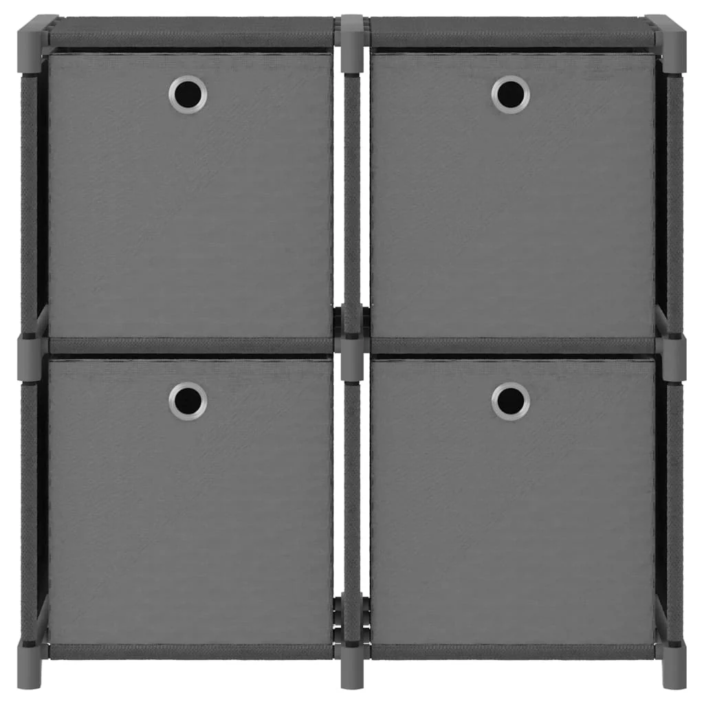 reol med 4 rum og kasser 69x30x72,5 cm stof grå - Image 2