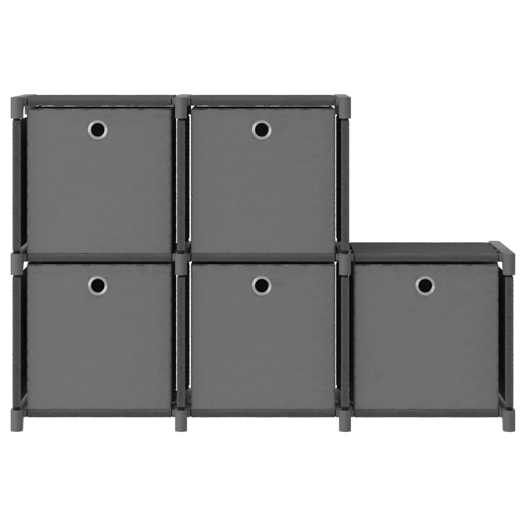 reol med 5 rum og kasser 103x30x72,5 cm stof grå - Image 2