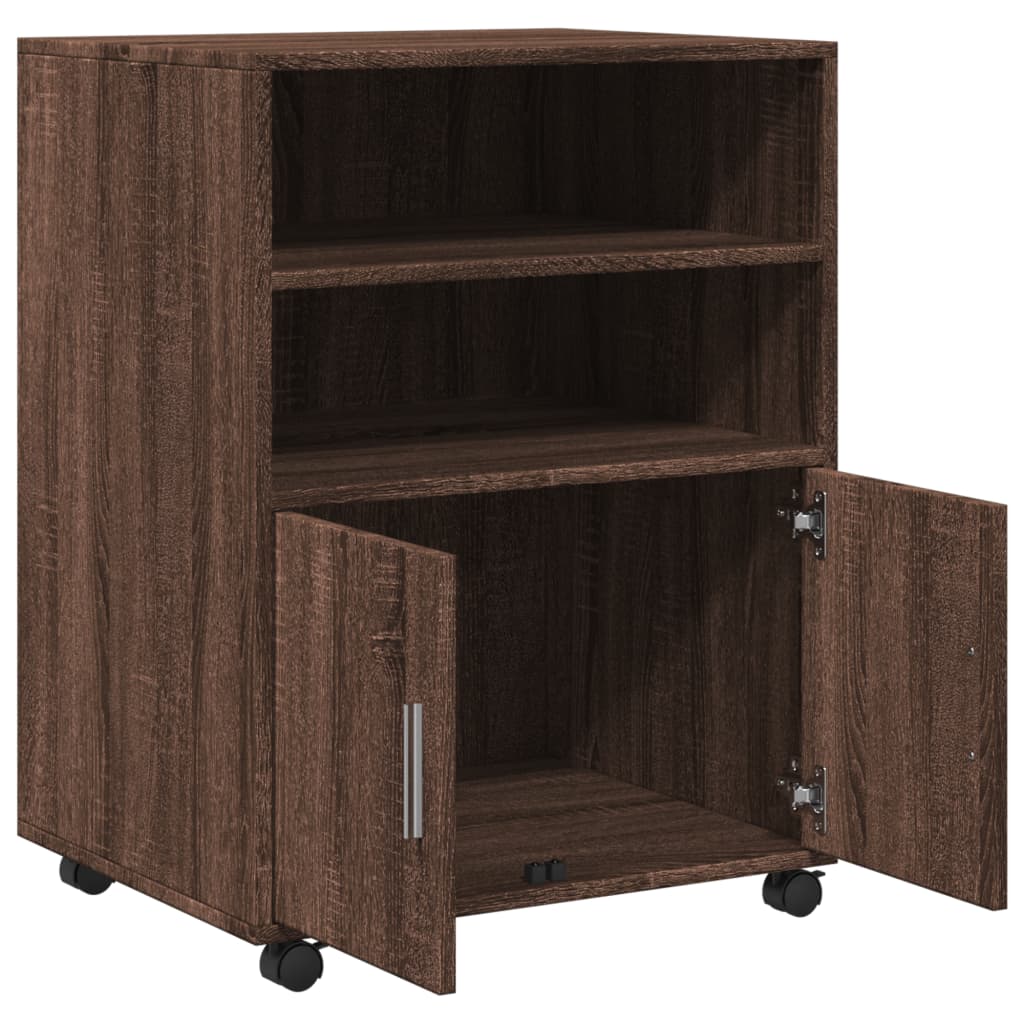 rullebord 60x48x81 cm konstrueret træ brun egetræsfarve - Image 7