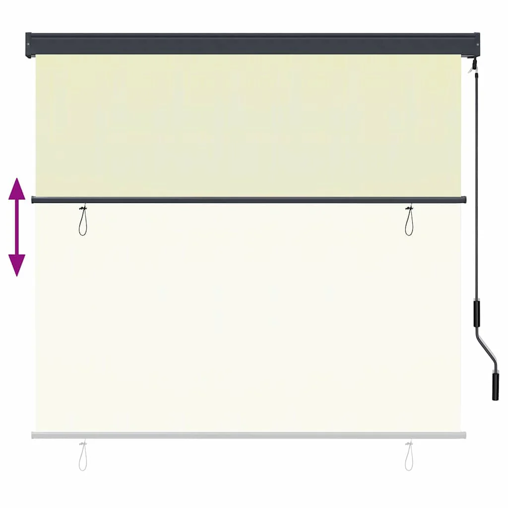 Rullegardin med gardiner Creme 180 x 250 cm Stof og Aluminium - Image 7