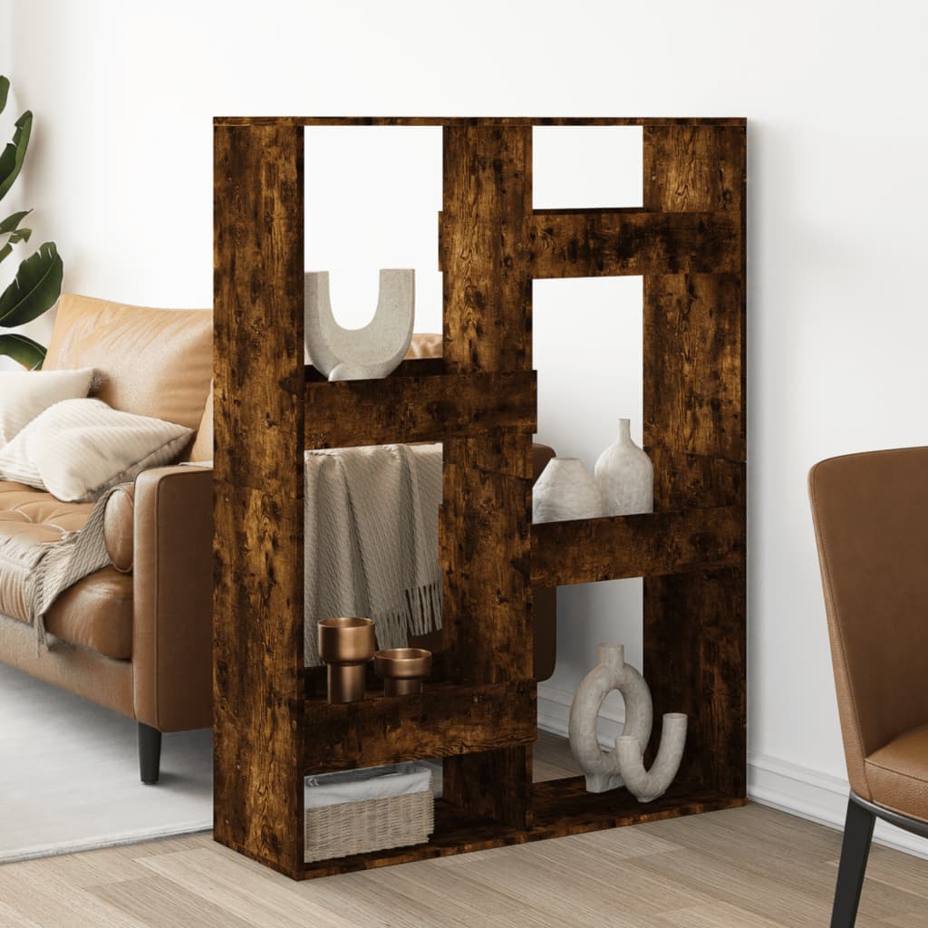 rumdeler 100x33x135 cm konstrueret træ røget egetræsfarve - Image 3