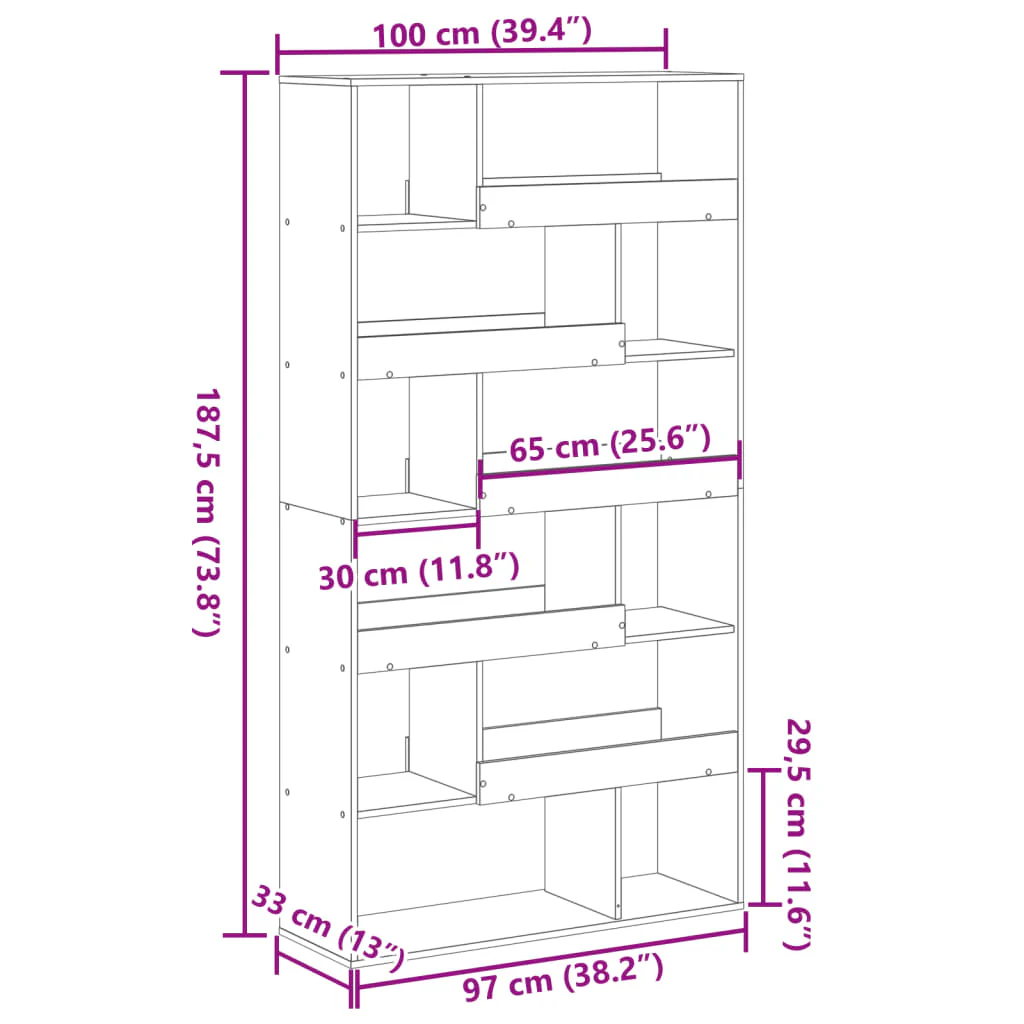 rumdeler 100x33x187,5 cm konstrueret træ antikt træ - Image 8