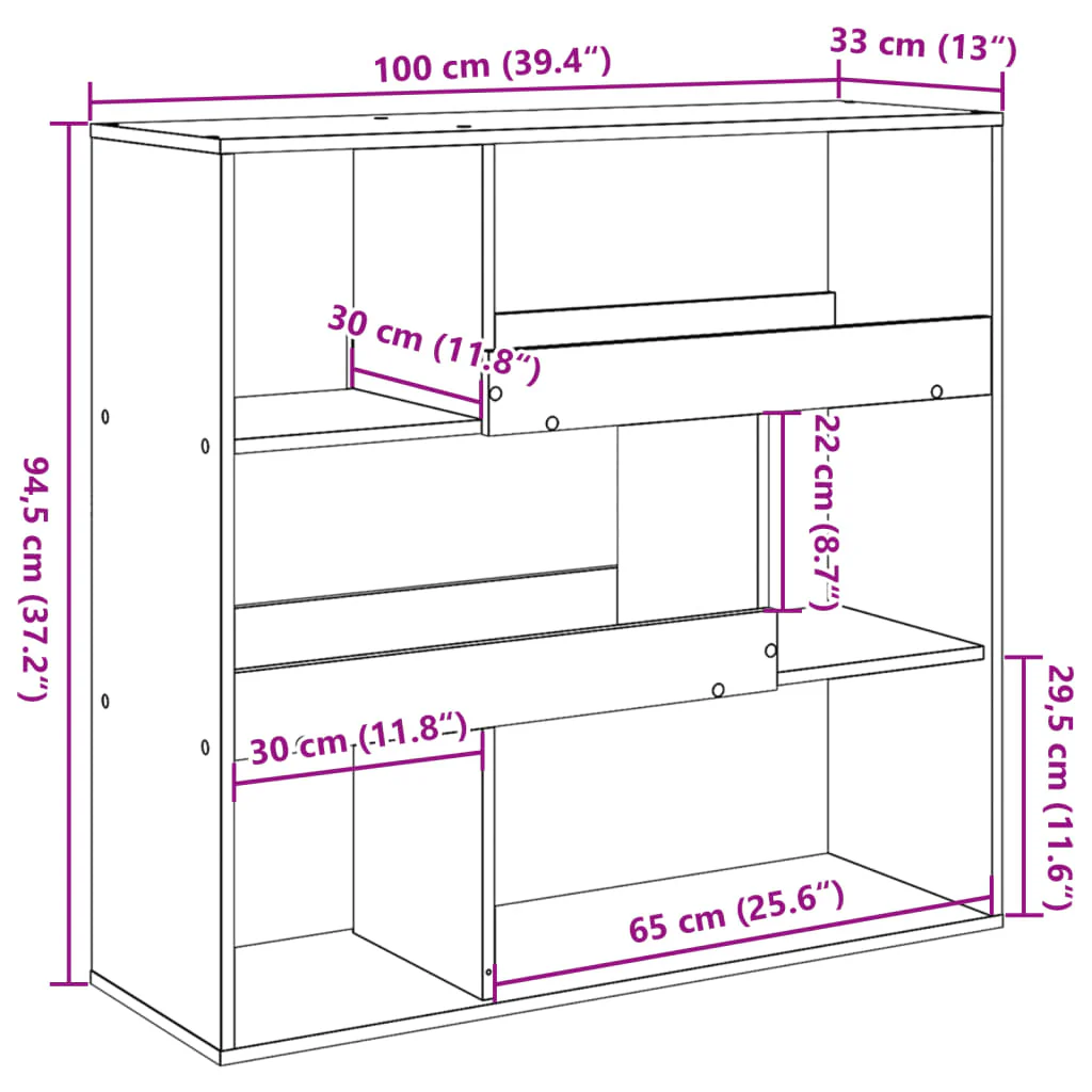 rumdeler 100x33x94,5 cm konstrueret træ antikt træ - Image 8