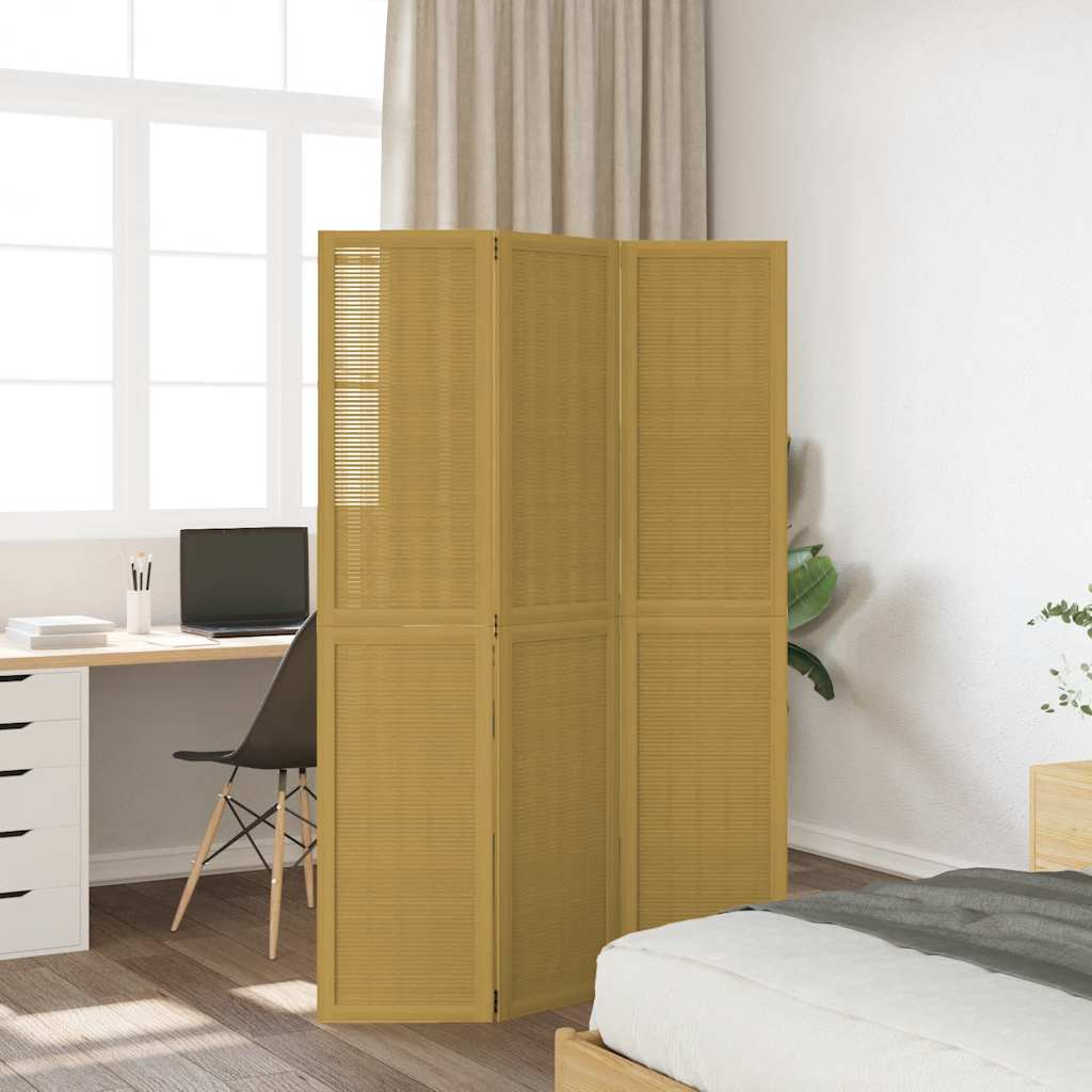 rumdeler 3 paneler massivt kejsertræ brun - Image 2