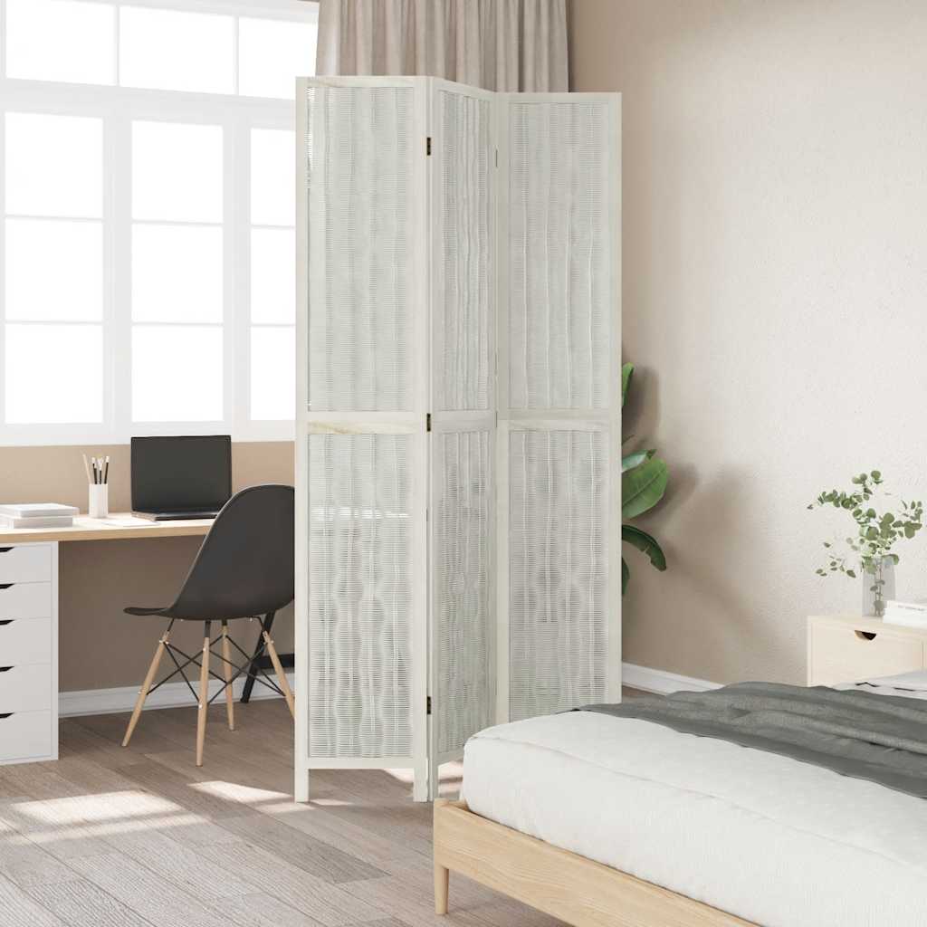 rumdeler 3 paneler massivt kejsertræ hvid - Image 3